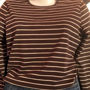 Vintage Esprit Basix Brown & White Marniére Style Top